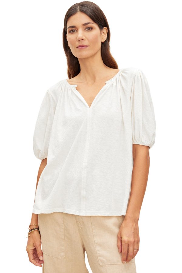 Velvet Lee Cotton Tee in Coconut Cheap