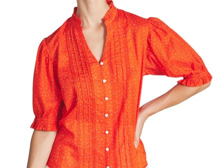 Trovata Birds of Paradis Eliza Blouse in Tomato Dot For Cheap