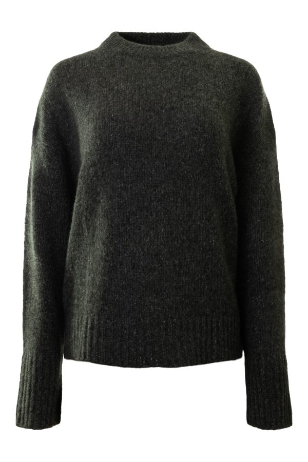 White & Warren Donegal Cashmere Easy Crewneck in Speckled Charcoal Supply