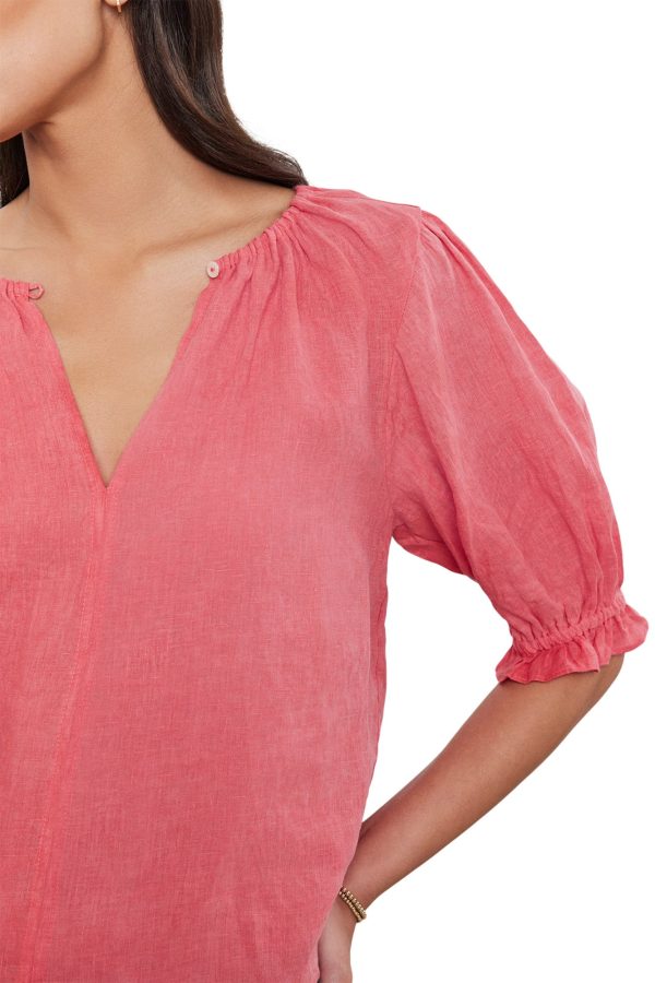 Velvet Celine Woven Linen Top Cheap