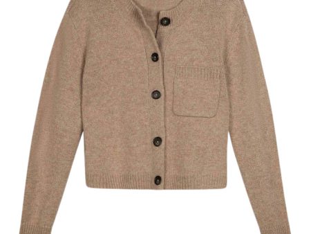 Repeat Cashmere Chunky Knit Cardigan in Taupe For Sale