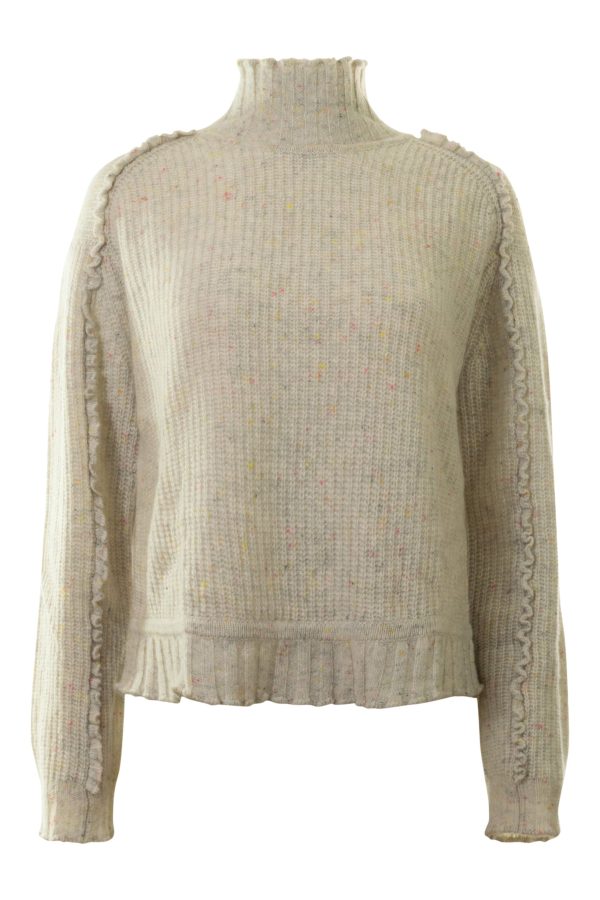 Autumn Cashmere Shaker Mock w  Ruffled Detail in Confetti For Discount