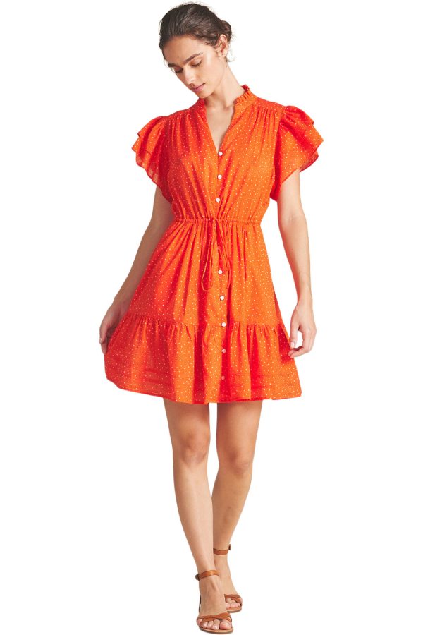 Trovata Birds of Paradis Iris Dress in Tomato Dot Fashion