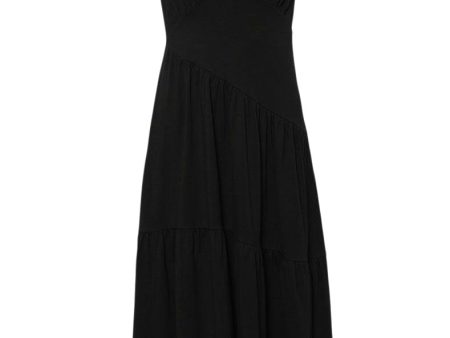 Frame Denim Gathered Seam Short Sleeve Dress
 in Black For Discount