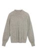 Repeat Cashmere Rib Knit Sweater with Crochet Details on Sleeves in Light Grey Cheap