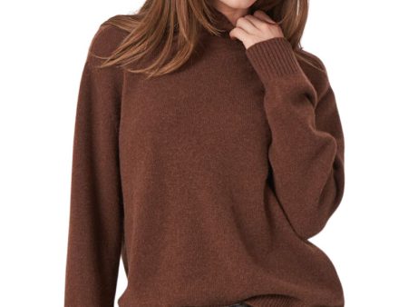 Repeat Cashmere Loose Fit High Neck Sweater in Brown For Cheap