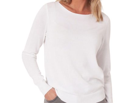 Repeat Cashmere Organic Cotton Long Sleeve Pullover in White Supply