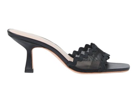 Loeffler Randall Milena Mesh Scalloped Mule Sandal in Black on Sale