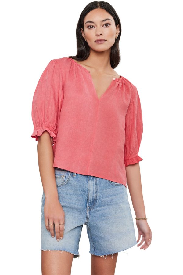 Velvet Celine Woven Linen Top Cheap