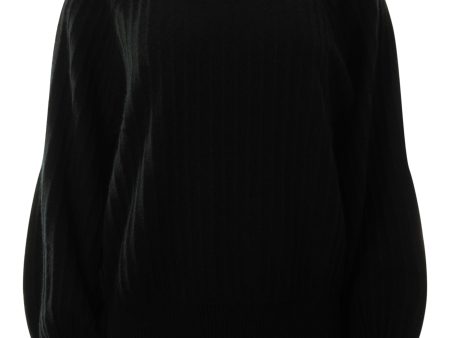 Repeat Cashmere Crewneck with Blouson Sleeves in Black Cheap