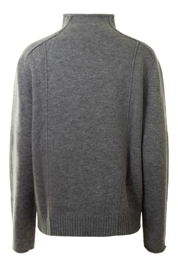 Repeat Cashmere Wool Sweater with Seam Details in Grey Hot on Sale