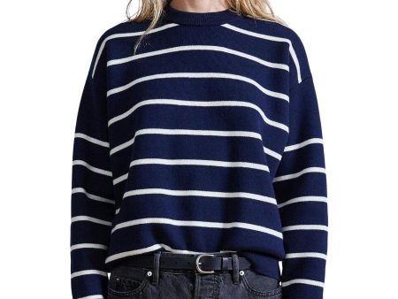 Apiece Apart Sportif Sweater in Navy Cream Stripe Hot on Sale