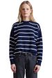 Apiece Apart Sportif Sweater in Navy Cream Stripe Hot on Sale