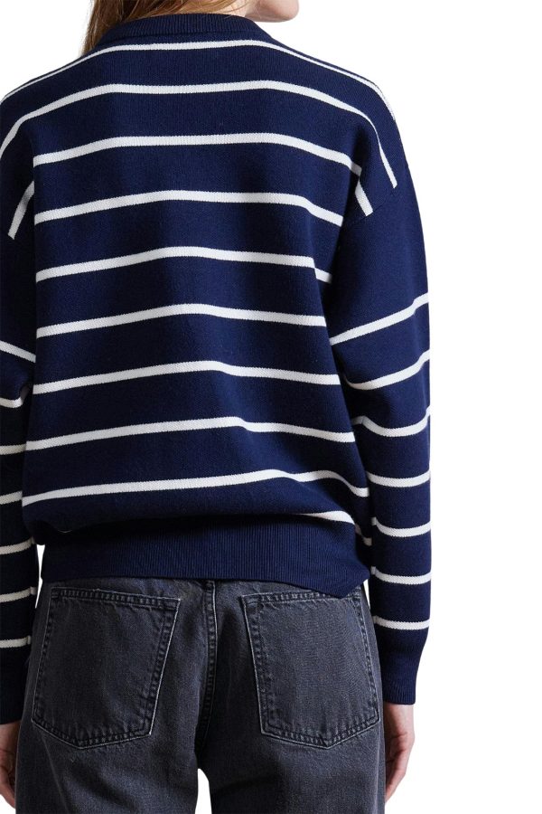 Apiece Apart Sportif Sweater in Navy Cream Stripe Hot on Sale