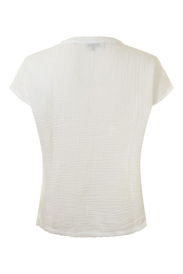 Michael Stars Naomi Split Neck Gauze Top on Sale