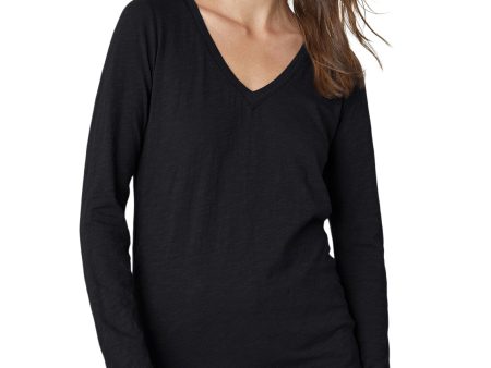 Velvet Blaire Cotton Slub Long Sleeve V-neck Tee Hot on Sale